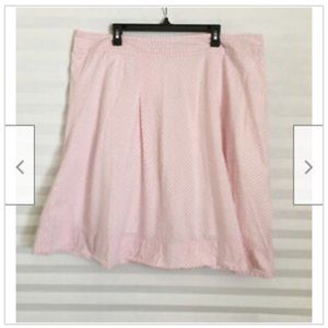 Cato Womens Skirt Front Plead Side Zipper Lined Check Pink White Cotton